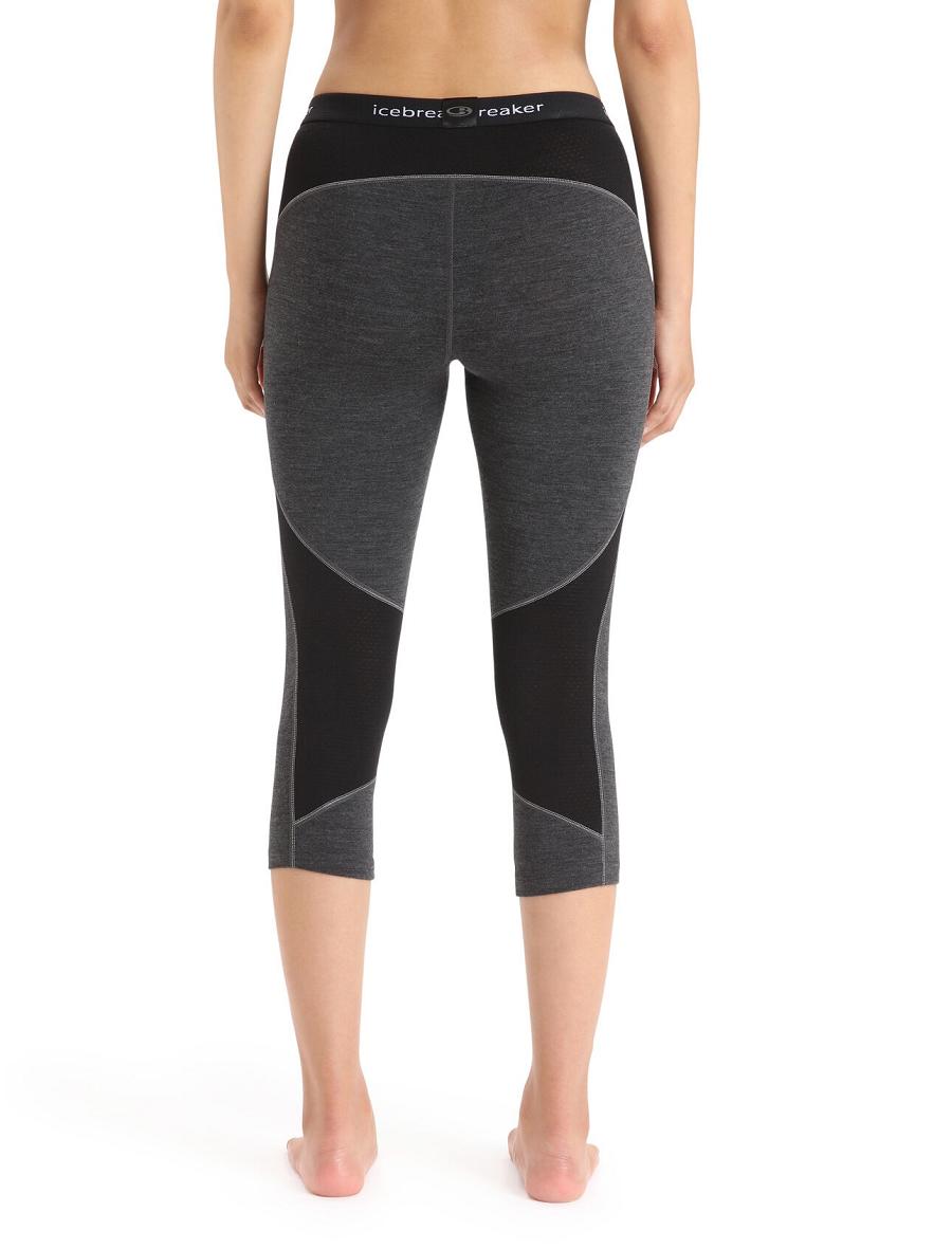 Jet Heather / Black Icebreaker BodyfitZone™ Merino 260 Zone 3/4 Thermal Leggings Women's Base Layers | AU 1868LISH